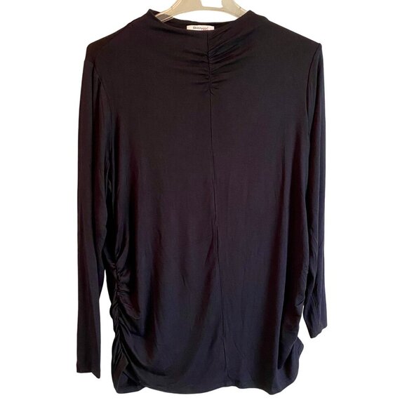 Skinnygirl Marisol Black Long Sleeve Stretch Jersey Knit Shirred Top Size 1X NEW - Picture 1 of 11